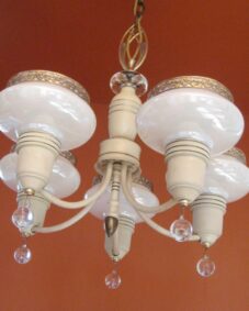 1930s Art Deco SET. Pair chandeliers. Pair sconces.