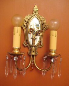 PAIR 1920s high-quality sconces. Mirrored backs.