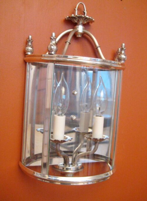 PAIR of 1970s silver sconces by Lightolier. Large. Never used.